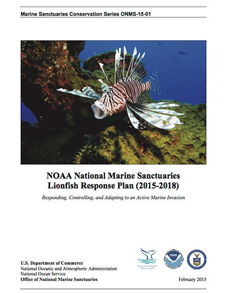 cover of noaa national marine sanctuaries lionfish response plan (2015-2018)