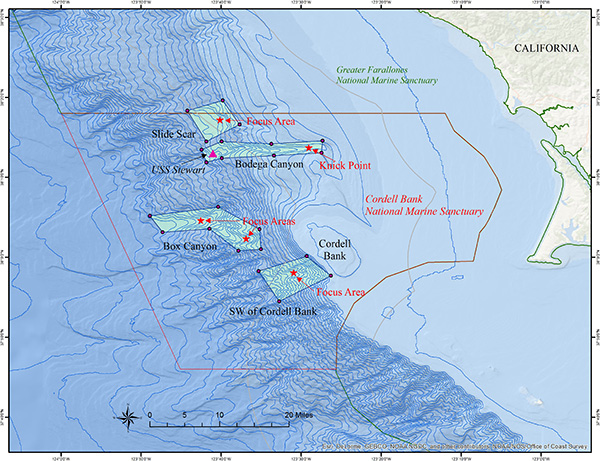 map of proposed targets in cordell bank national marine sanctuary