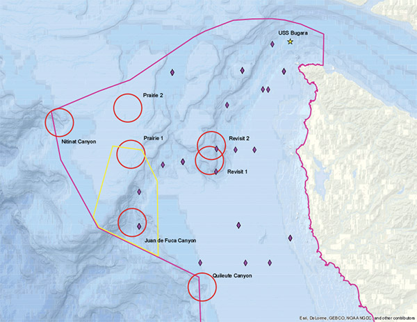 map of northern proposed targets in and around olympic coast national marine sanctuary