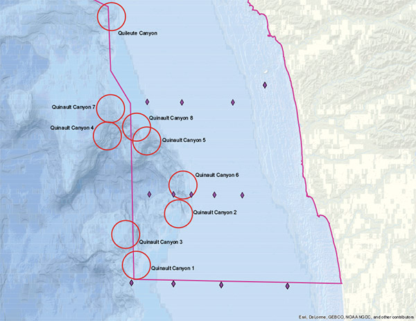 map of southern proposed targets in and around olympic coast national marine sanctuary