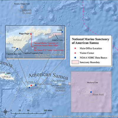 Map depicting American Samoa office headquarters