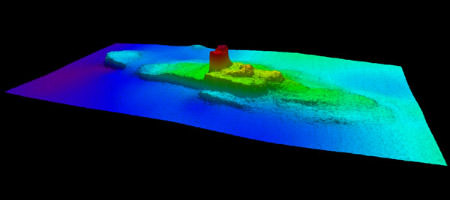 Multi-beam sonar profile view of shipwreck SS City of Chester