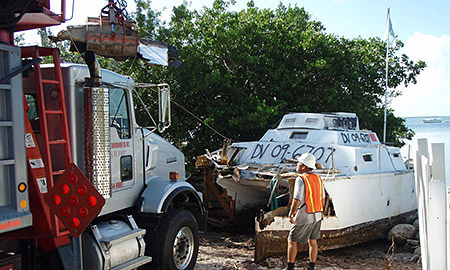 derelict vessel being removed