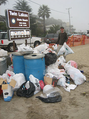 collected marine debris during beach clean up