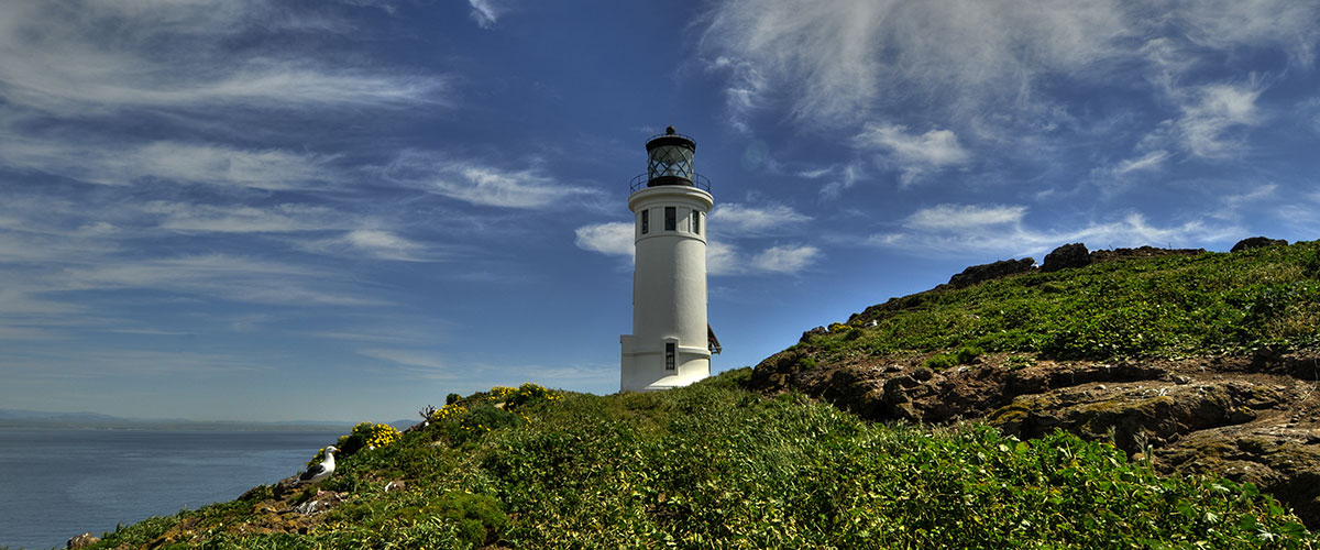 photo of channel islands and a lighthouse