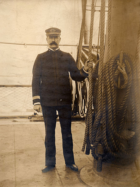 Captain William Ward on board a vessel