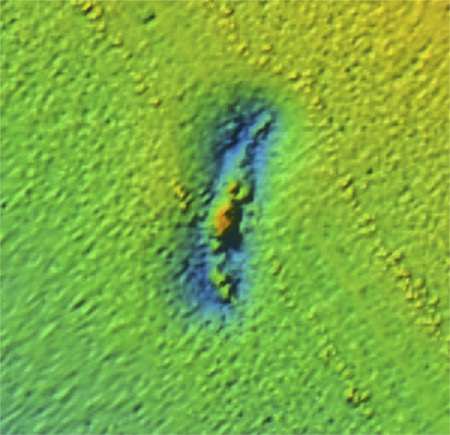 Multibeam sonar image of the shipwreck USCG Cutter McCulloch