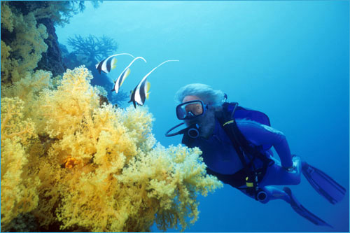 Jean Michele Cousteau scuba diving