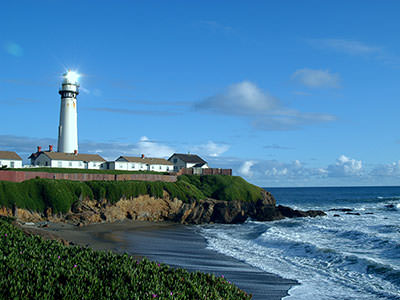 view of Pigeon Point Light Station from a distance