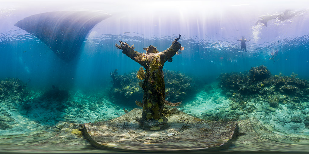 A statue underwater